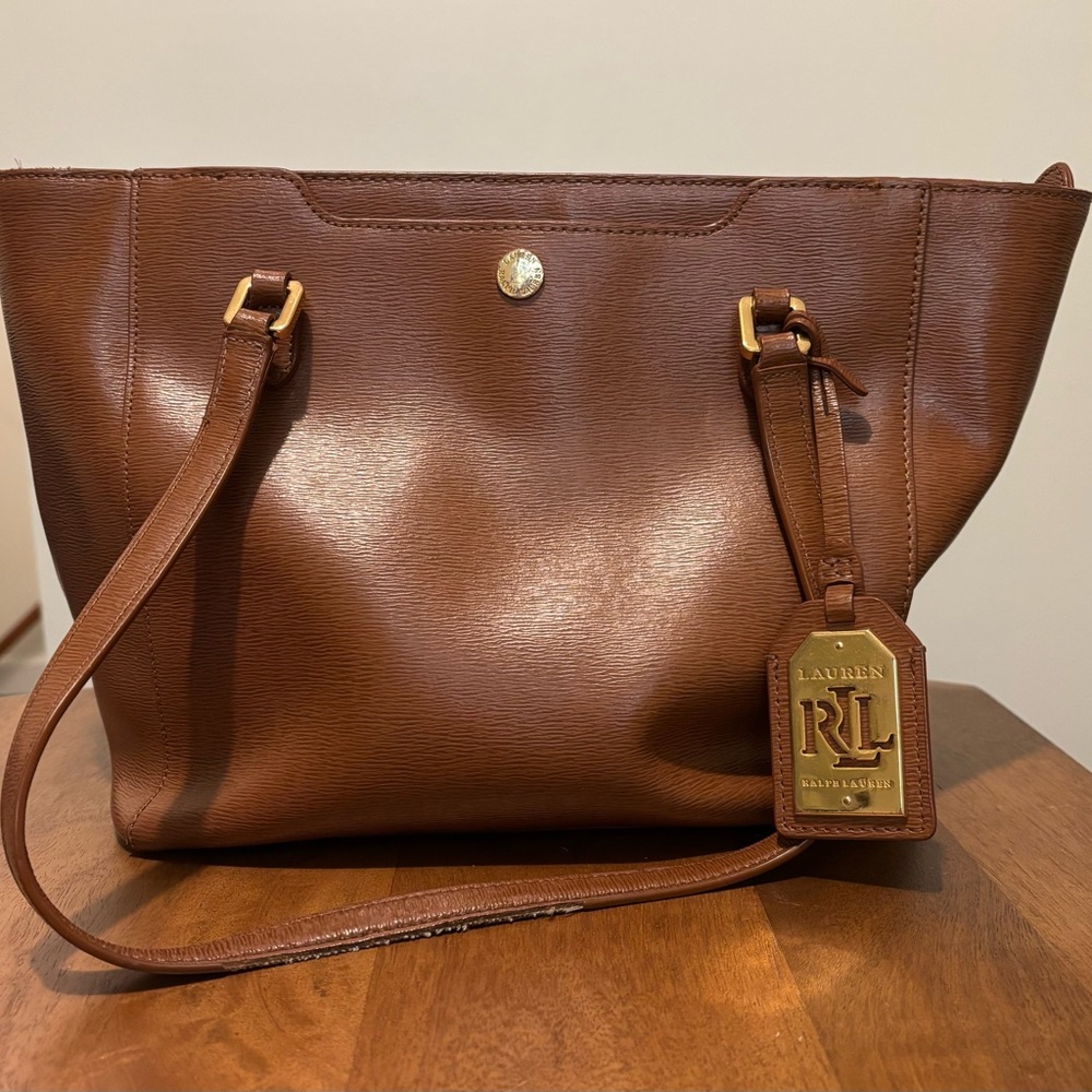 Vintage Lauren Brown Leather Tote Bag